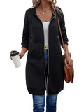 Women's long fleece zip-up hoodie with pockets | Alba Muse