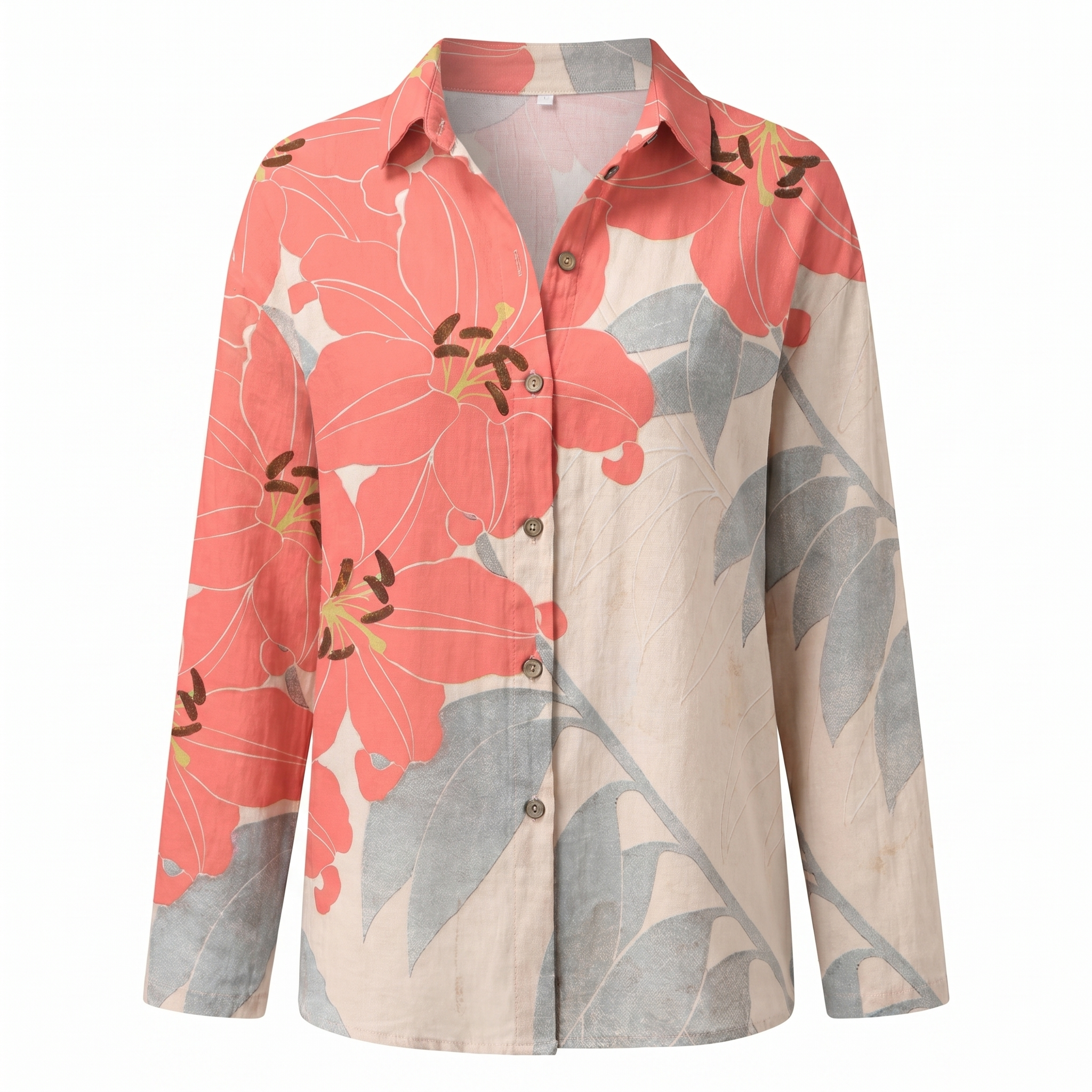 Abstract Print Split Neck Blouse