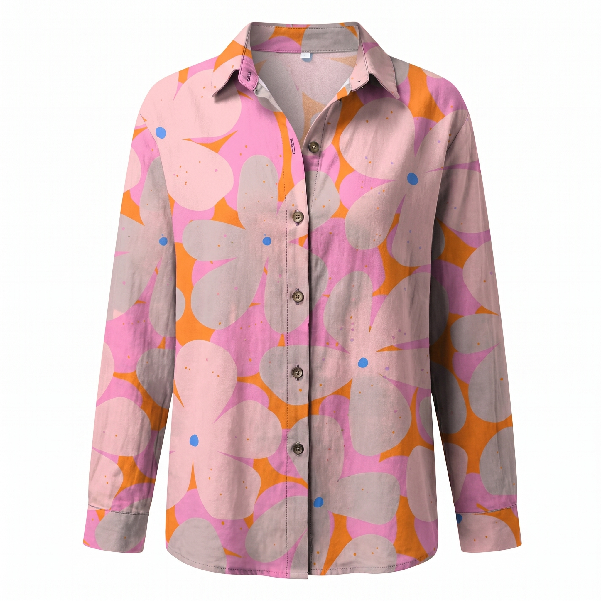 Abstract Print Split Neck Blouse