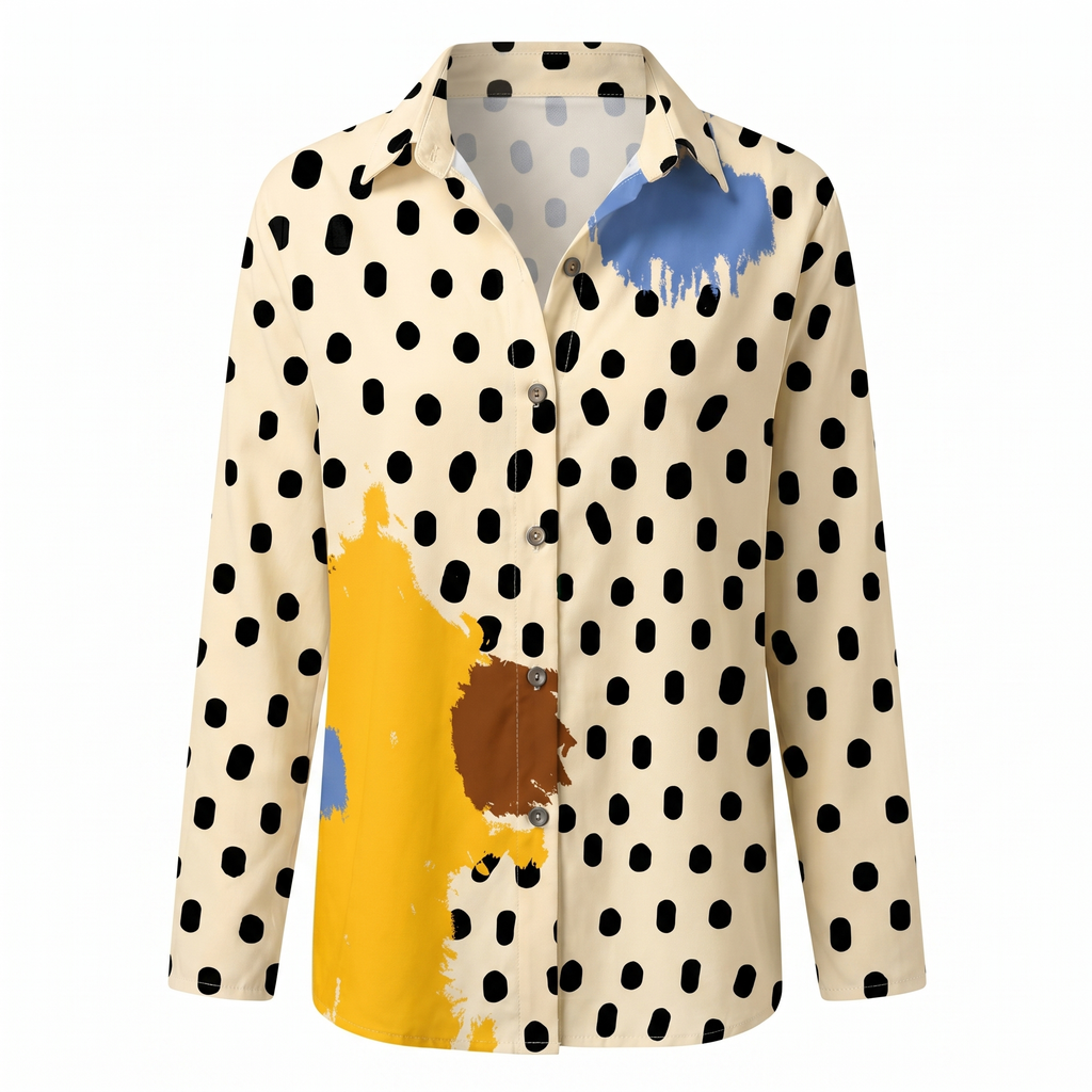 Abstract Print Split Neck Blouse