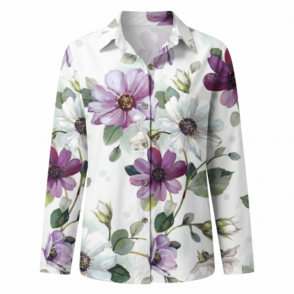 Abstract Print Split Neck Blouse