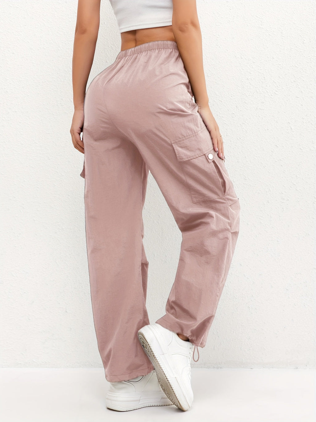 Cargo Pocket Drawstring Trousers — worn on model