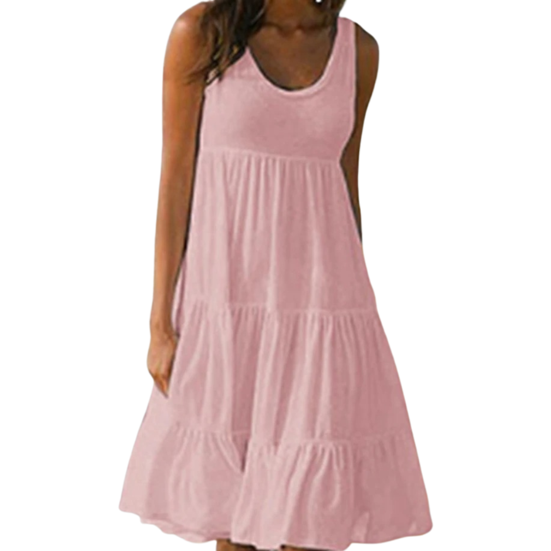 Tiered midi dress women's sleeveless boho summer fashion | Alba Muse
