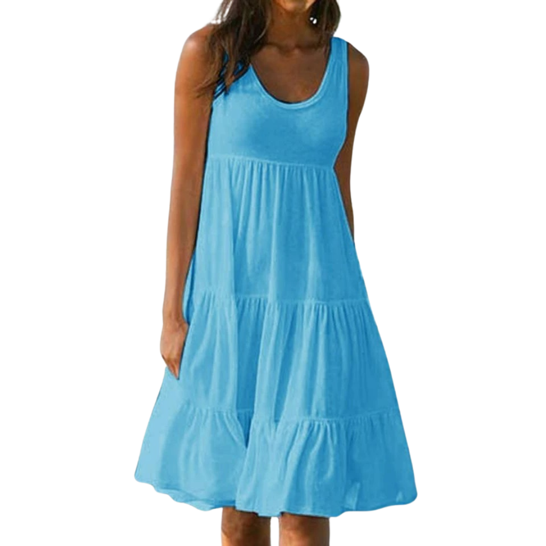 Women's boho tiered sleeveless midi dress summer holiday | Alba Muse