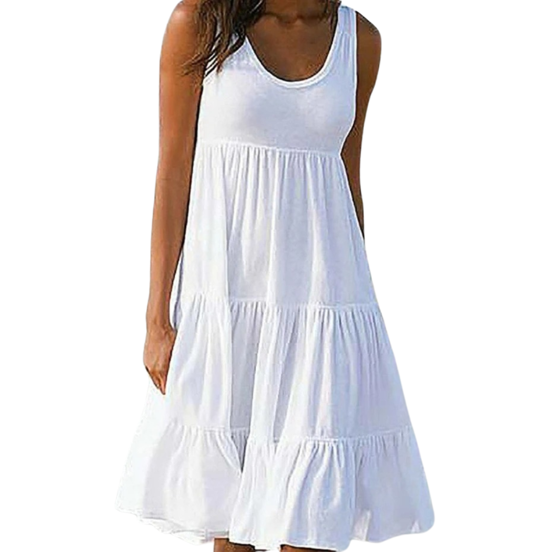 Women's boho sleeveless tiered midi dress summer | Alba Muse