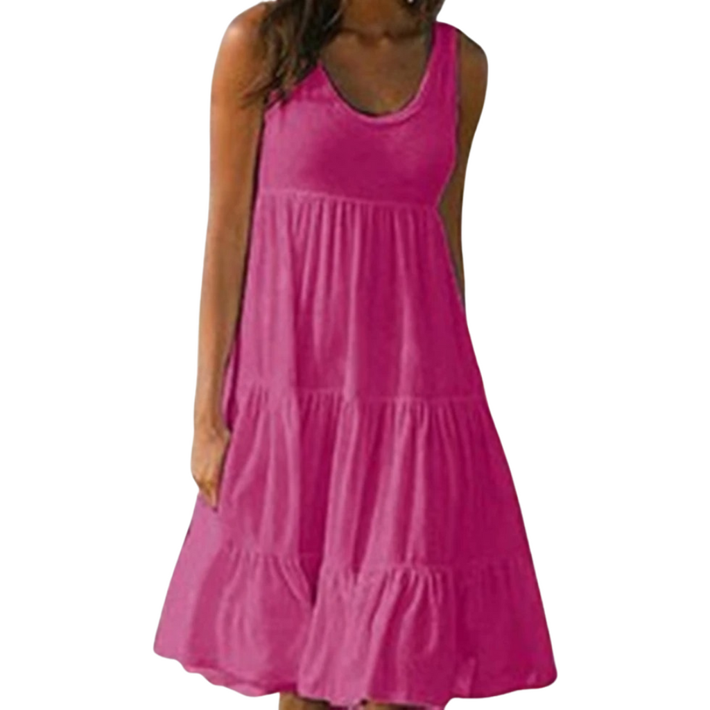 Sleeveless women's boho midi dress tiered casual fashion | Alba Muse