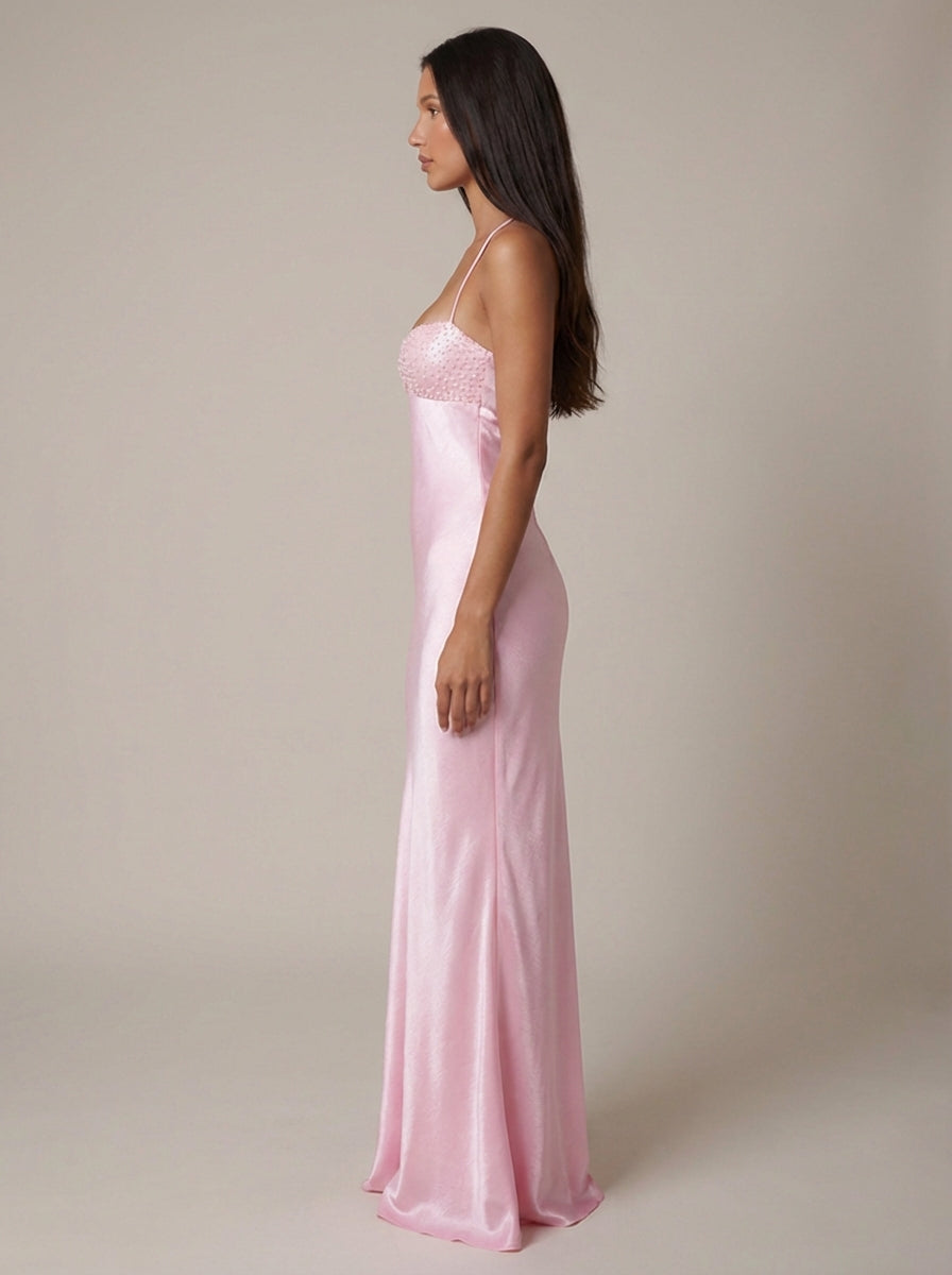 Halter maxi dress side profile formal evening