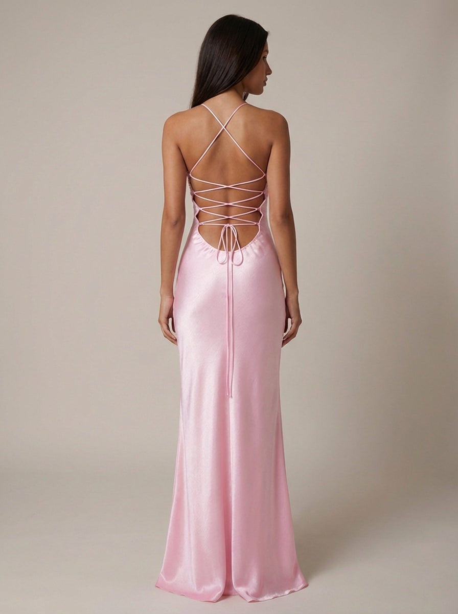 Beaded embellishment detail close-up halter maxi dress