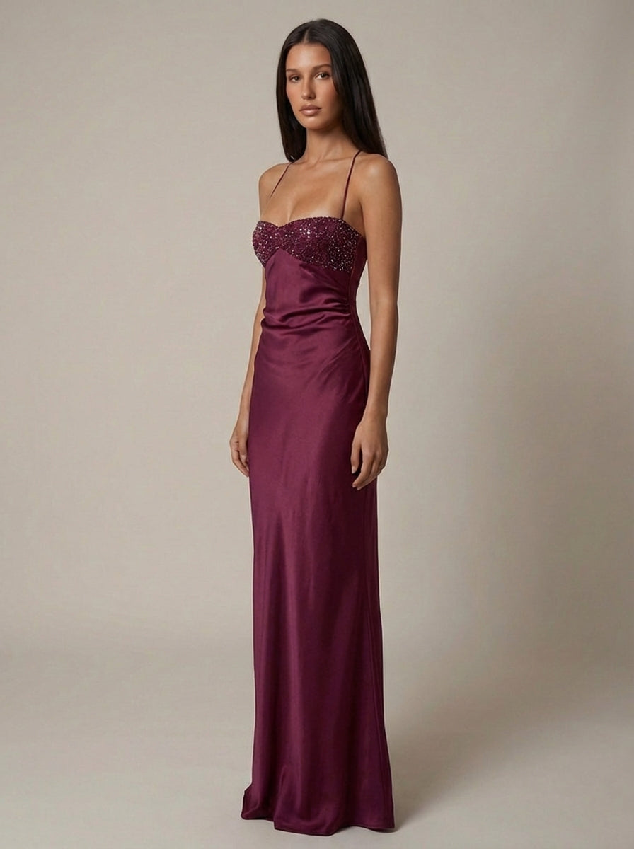 Formal maxi dress back zip detail view