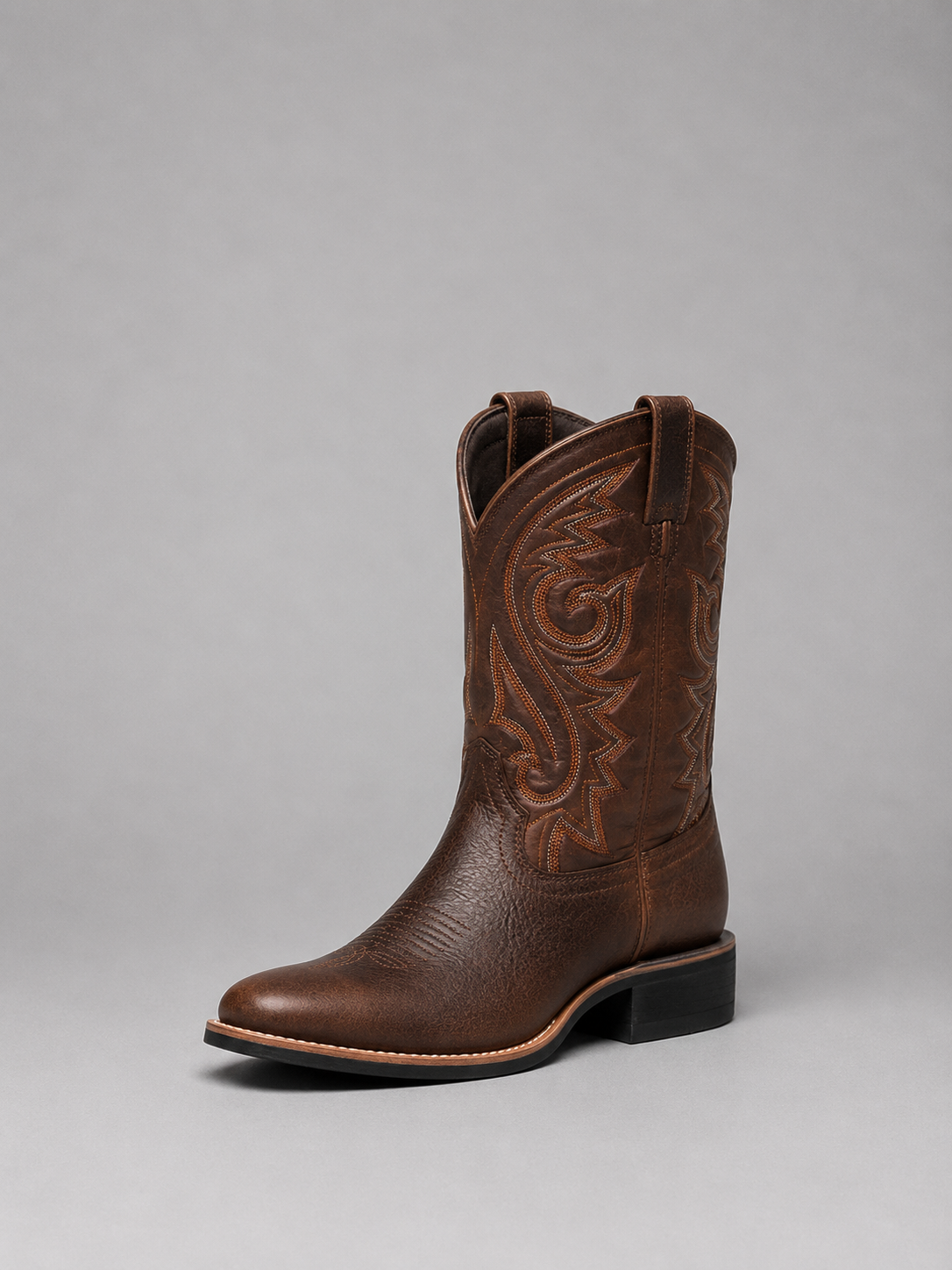 Brown Embroidered Cowboy Boots, front view