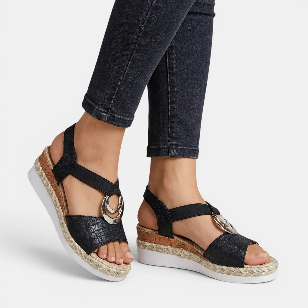 Leather Platform Sandals with Ankle Strap in White, front view