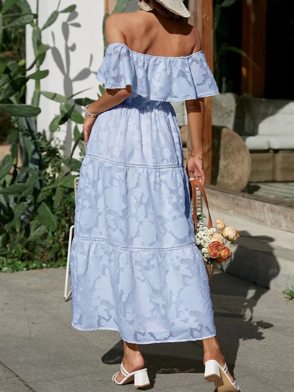 Women's off shoulder maxi dress in multiple colourways