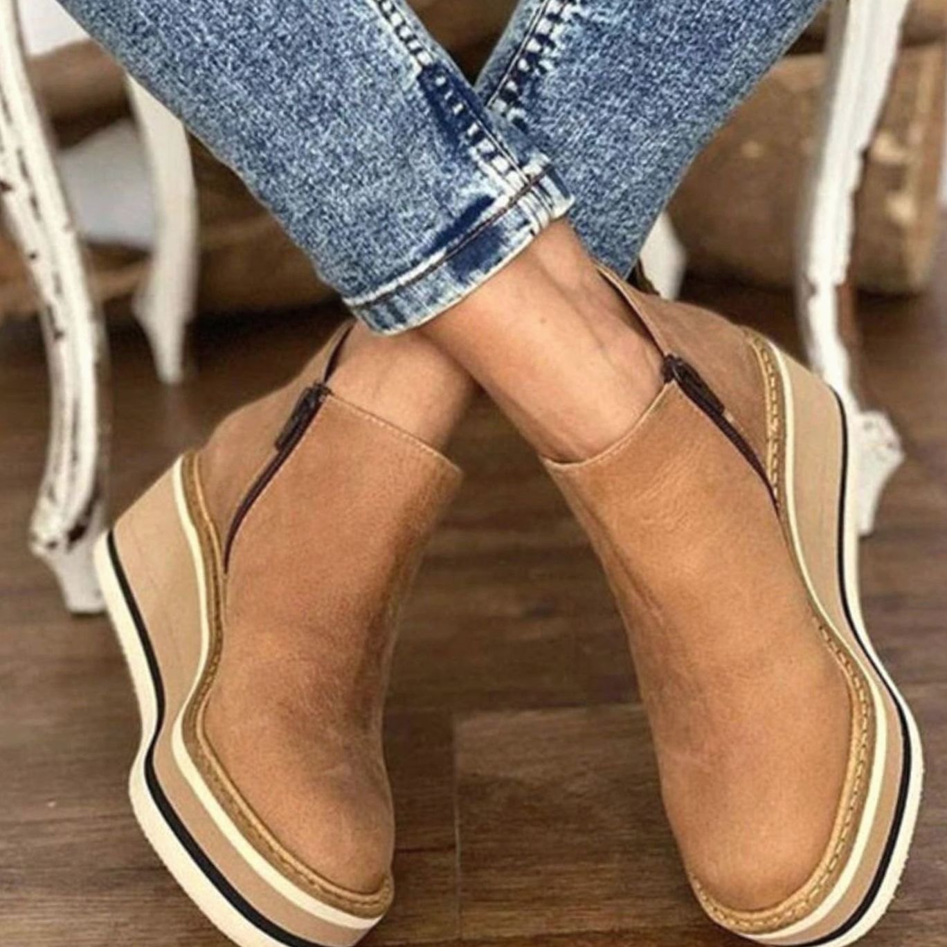 Platform wedge Chelsea ankle boots with a chelsea slip-on design