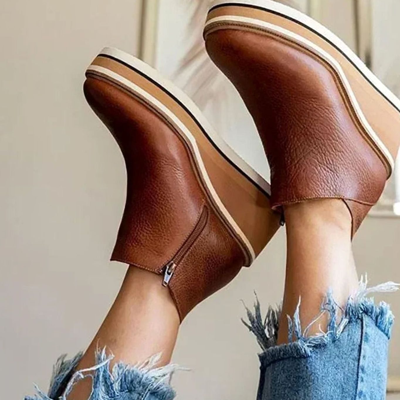 Platform wedge Chelsea ankle boots with a chelsea slip-on design
