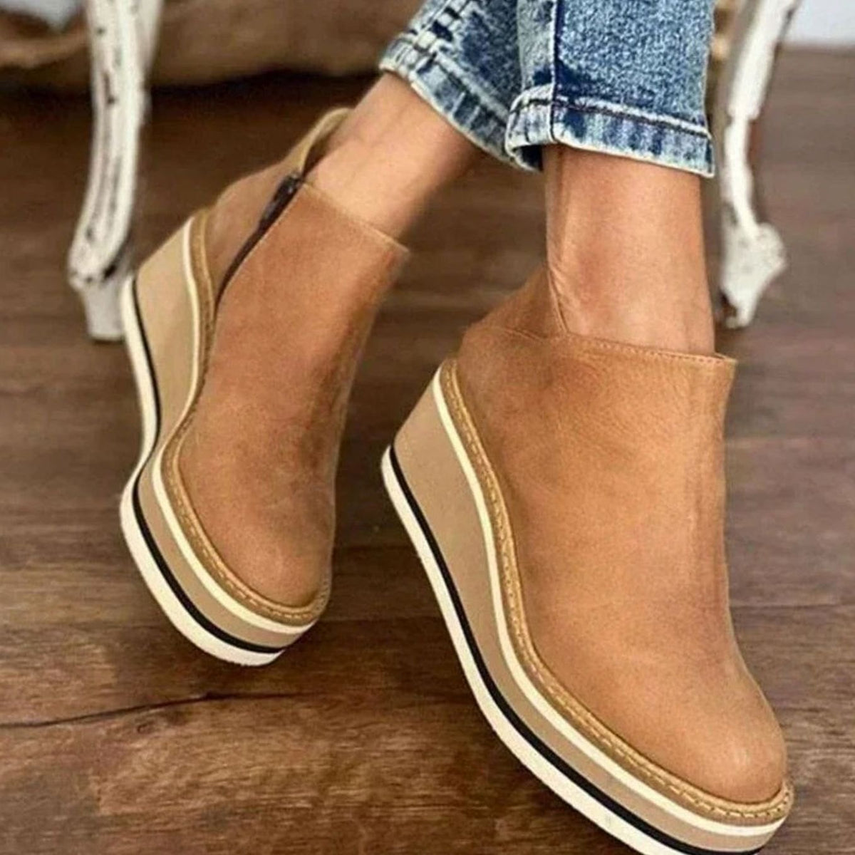 Platform wedge Chelsea ankle boots with ankle height