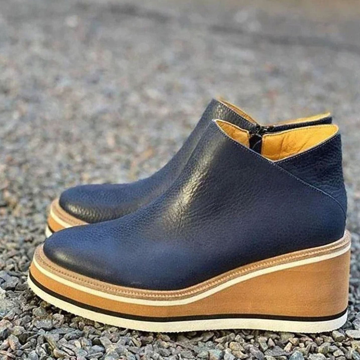 Platform wedge Chelsea ankle boots with a chelsea slip-on design