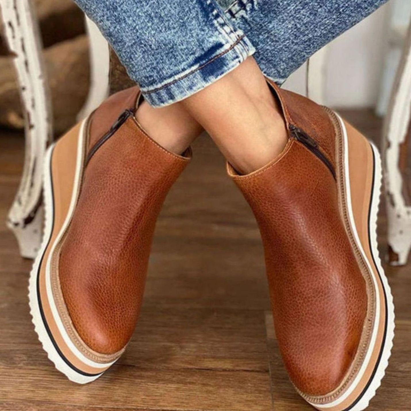 Platform wedge Chelsea ankle boots with ankle height