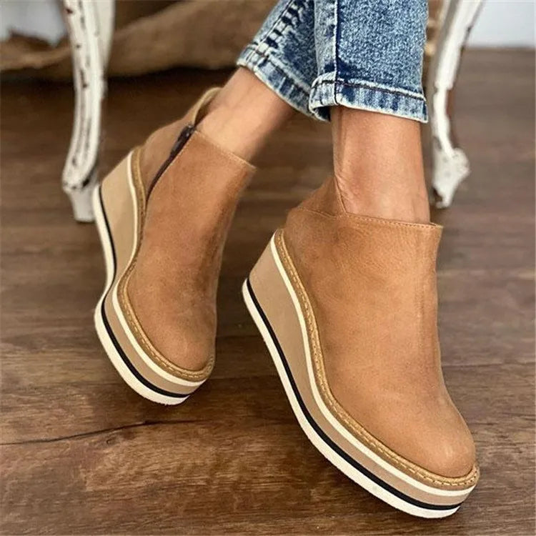 Khaki Waterproof Ankle Boots, front view
