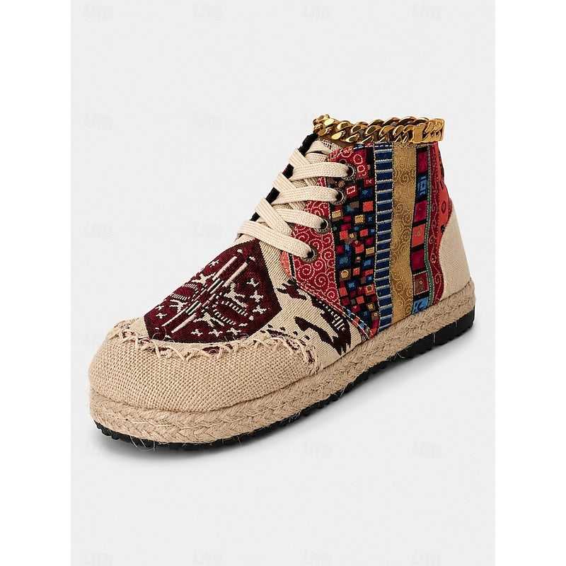 Red boho woven pattern Trainers