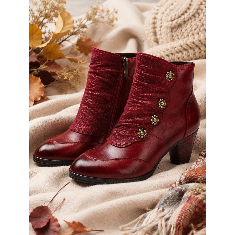 Wine Ankle Boots