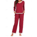 Wine relaxed V-neck Loungewear Set, front view