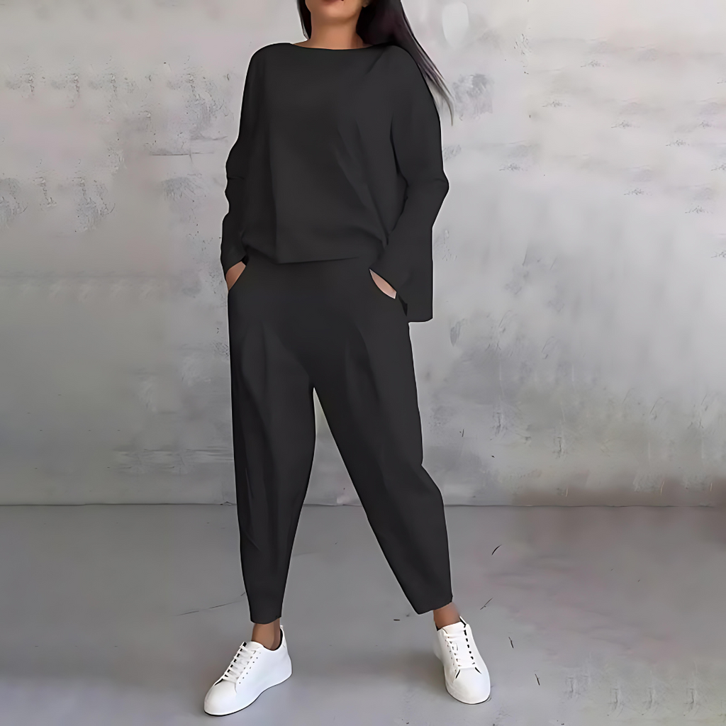 Women's casual loose-fit top and pants co-ord set two-piece