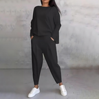 Women's casual loose-fit top and pants co-ord set two-piece